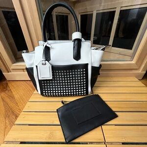 Reed Krackoff Atlantique perforated black and white Handbag